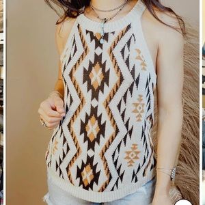 Aztec Knit Tank Top NWT Large